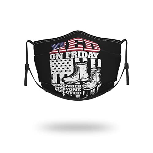 On Friday We Wear Red American Flag Military Remember Everyone Deployed Mask Reusable Face Mask Washable Adjustable Breathable Mask for Aldult