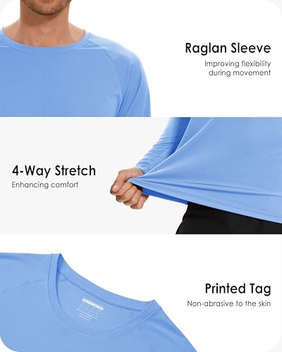 Image of Boladeci Men's UPF 50+ Sun Protection UV SPF Shirts Long Sleeve Lightweight Quick Dry Swim T-Shirts Rash Guard