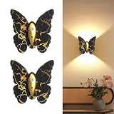 Rechargeable Wall Sconces Set of 2 - Motion Sensor Wall Lights with Remote, 5000mAh Wireless Wall Sconces Butterfly Night Light, 3 Colors Battery Powered Wall Lamps for Hallway Bedroom Stair Indoor