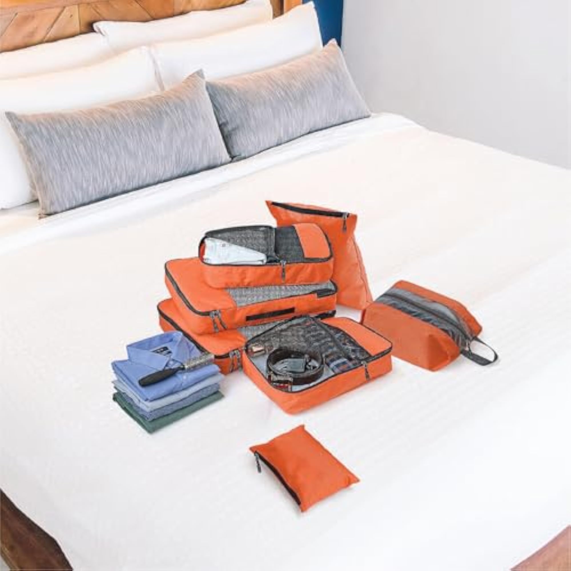 Set of 7 Polyester Packing Cubes for Travel Organisation