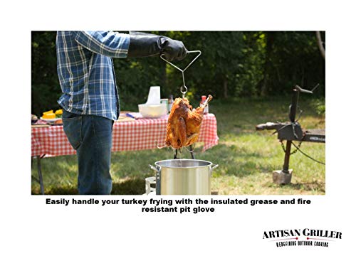 Artisan Griller Bbq, Smoker & Oven Glove- Insulated Heat Resistant For Grill Fryer & Kitchen Cooking . Great Barbecue Smoking Oyster Mitt–Long Xl Waterproof, Oil And Fire Resistant -(Size 10/Xl – Black Neoprene) #TOP4