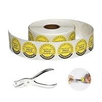 DGUV V3 Prüfplaketten Set mit Lochzange | 1000 Stück Ø30mm Gelb, Selbstklebend 2026-2031 + Handlocher 3mm (φ30mm,1000)