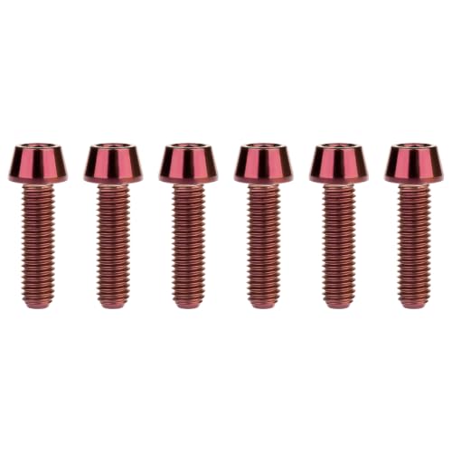 Image of Titanium Ti DIN912 M4 8 10 12 15 20mm Tapered Head Hex Bolts Bicycle Screws Pack of 6 (Burgundy, M4x15mm)