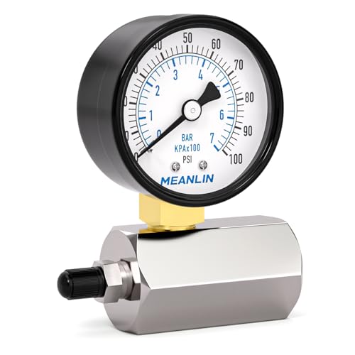 MEANLIN MEASURE 0~100Psi 2" Steel Double Graduated Air Test Pressure Gauges, 3/4" FNPT Connection, -3-2-3% Accuracy by MEANLIN MEASURE - Used condition - US$9.25