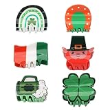 Twinfree 6pcs St. Patrick's Day Hair Clips for Women Girls Cute Love Green Shamrock Small Tortoise S