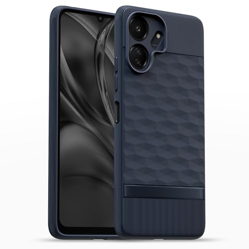 Image of Pikkme Back Cover for Redmi 13c 4G / Redmi 13c 5G / Poco C65 Camera Protection 3D Hexa Cube Design Silicone Protective Bumper Case (Blue)