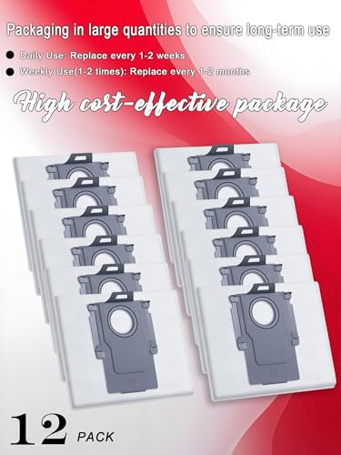 Image of 12 Pack Vacuum Dust Bags for Roborock Q10 /Q8 /Q7 /Q5 /S8 /S7 /G10 Series | 3.5L Disposable Replacement Part, 4-layer Filtration accessories, Push-pull handle design bags