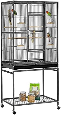 Yaheetech 54-inch Wrought Iron Standing Large Parrot Parakeet Flight Bird Cage for Small Parrot Cockatiel Sun Parakeet Green Cheek Conure Lovebird Budgie Finch Canary Bird Cage with Stand