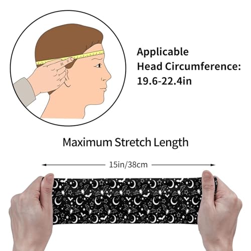 Manqinf Gothic Goth Bat Headbands Stars Moon Sweatband Fashion Summer Hair Bands For Tennis,Basketball,Running,Gym,Working Out thumb #4