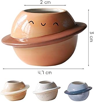 Ceramic Plant Pot with Drainage Decorative Planter Indoor Planet Flower Pot Plant Containers for Cactus Succulent Herbs, Blue
