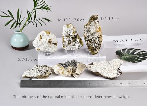 Image of AMOYSTONE Healing Crystal Ore Specimen Siderite Large 1-1.3 Pounds Student Classroom Research Rocks Grey-White, Home Office Desk Decor Festival Gifts