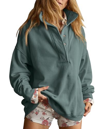 Gacaky Sweatshirt for Women Oversized Casual Long Sleeve Button Henley