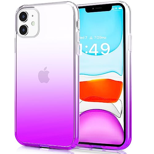 JJGoo Compatible with iPhone 11 Case, Soft Shock Absorption Anti-Scratch Shockproof Protective Transparent Bumper Thin Phone Cover - Gradient Purple