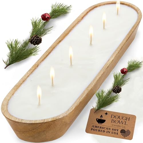 6-Wick Wooden Bowl Soy Candle