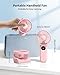 Handheld Fan, Foldable Portable Fan with LED Display, 3000mAh Battery Operated Mini Hand Held Fan, Handheld/Neck/Desk 3 in 1 Personal Small Fan for Eyelash Makeup Travel Beach Outdoor Pink