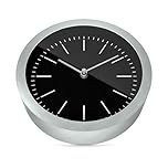 Mebus 2-in-1 Wall Clock and Table Clock with Brushed Aluminium Casing, No Ticking Noises Thanks to Precise Quartz Movement, Black/Silver, 15 cm Small