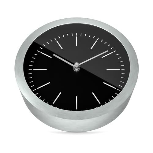 2-in-1 Wanduhr und Tischuhr mit gebürstetem Aluminium-Gehäuse,...