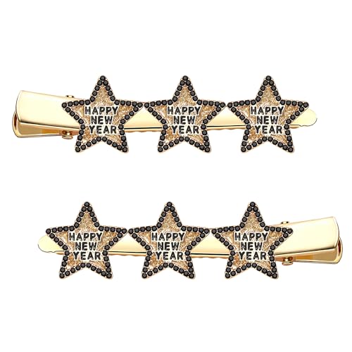 Happy New Years Eve Hair Clips for Women Glitter Gold Silver Star Hair...