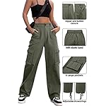 ZMPSIISA Women High Waisted Cargo Pants Wide Leg Casual Pants 6 Pockets Combat Military Trousers - Image 5