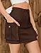 Bridesmay Cargo Skirt for Women Stretchy Y2K Bodycon Denim Mini Skirts with Pockets Brown M