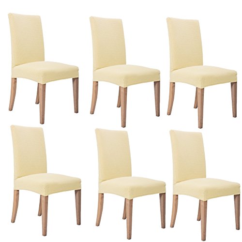 Inroy Fodere coprisedia Elastico copertura della sedia Fodere coprisedia per sala da pranzo Confezione da 6 (Beige)