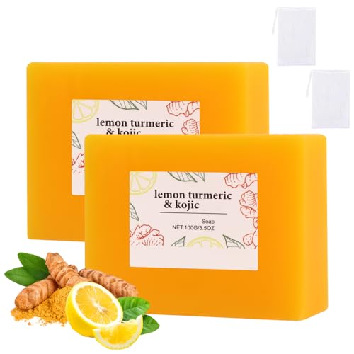 NIUYOU Scentric Honey Glow Lemon Turmeric Kojic Soap Bar for Face and Body Lemon Turmeric Soap Bar Natural Handmade Soap for All Skin Types