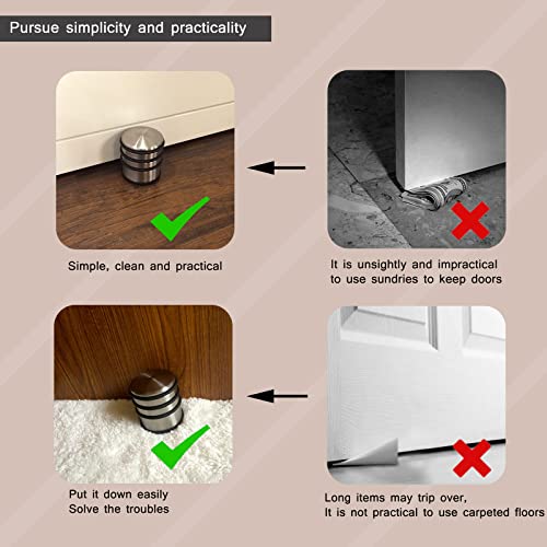 Heavy Duty Floor Door Stopper, Door Stops, Door Stoppers For Bottom Of Door，With Anti-Skid Rubber - Contemporary Decorative Safety Door Wedge For Home Office Commercial Industrial #TOP6