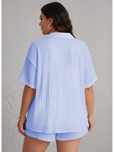 Image of Leriya Fashion Co-ord Set for Women Stylish Solid Poly Lycra Cotton | Textured Pyjama Set For Woman Travel Beach & Holiday Look | Oversized Loose Fit Trendy Top & Shorts for Summer Day Vacation
