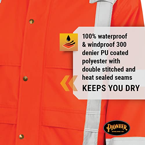 Pioneer Ripstop High Visibility Rain Gear Safety Jacket – Hi Vis, Waterproof, Reflective, Work Coat for Men, Orange, Yellow/Green - Thumbnail 2