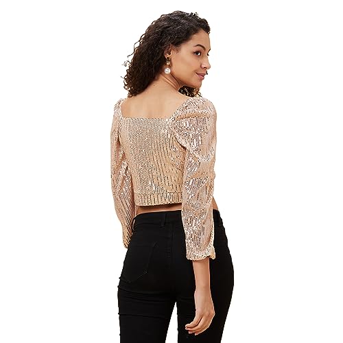 Image of Globus Women's Embellished Regular Fit Top (WPGBECOMKTOP3883- Beige
