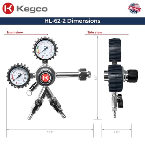 Image of Kegco Premium Commercial Grade Dual Gauge Two Product CO2 Draft Beer Regulator