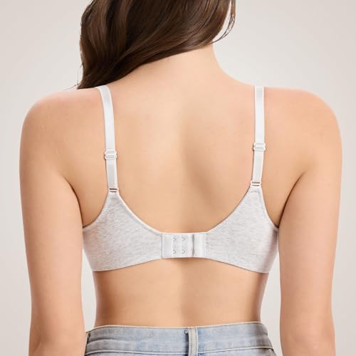Eleplus 3 Pieces Lightly Lined Wireless Bras for Women Comfy Plunge T Shirt Bra Pack4