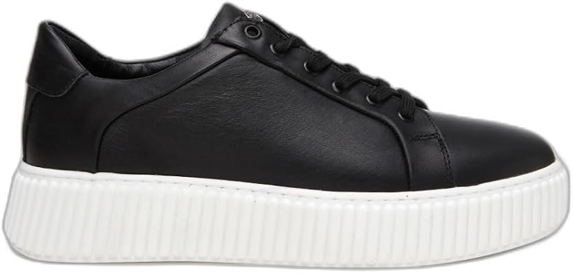 HOT  Mens Leather Black High Sole Sneakers
