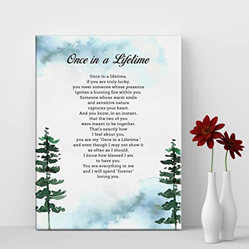 Lexsivo Love Poem Once In A Lifetime Poetry Print Canvas Wall Art Home Office Decor Watercolor Painting 12X15 Canvas Poster Framed Ready To Hang Valentine Day Gift #TOP3