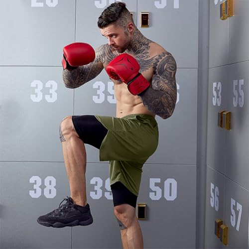 Image of OEBLD Mens Athletic Shorts 2-in-1 Gym Workout Running 7'' Shorts with Towel Loop