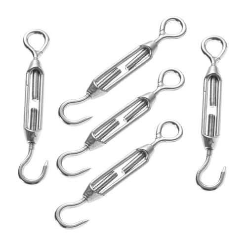 Set de 5 tensores para cable de acero M5 de acero inoxidable 304 con gancho y ojal para sombra, cercas, tiendas y cables miniatura 1