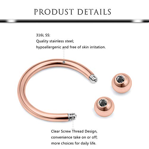 Hoeudjo 9-18PCS 16G Surgical Steel Lip Hoop Ring Crystal Cubic Horseshoe Barbell Tragus Cartilage Earring Helix Daith Septum Hoop Piercing Body Piercing Jewelry Retainer for Women Men 8-10mm2