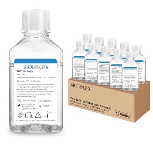 Solution saline tamponnée isotonique TBST 1X avec Tween 20 | 10 x 500 ml 7,5PH