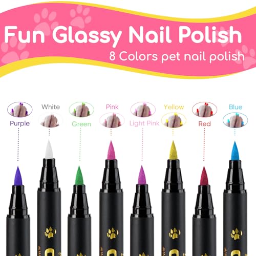 Image of OLINGYOU Dog Nail Polish, Dog Nail Polish Pens Quick Dry-8 Colors, Pet Nail Polish Set for Dogs, DIY Dogs Puppy Nails, Dog Safe Nail Polish Non Toxic, Odorless, Easy to Apply