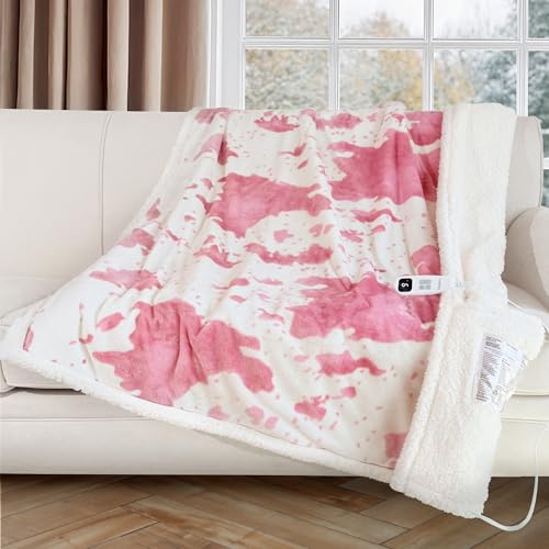 Image of Heated Blanket Throw Blanket with Foot Pocket - Fast Heating Electric Blanket, Soft Heated Throw with 4 Time Settings,10 Heating Settings, Warm Gifts for Women Mom Grandma(50 inch x 60 inch Pink)