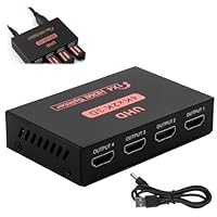 4K HDMI Splitter 1 in 4 Out Gleichzeitig, HDMI Verteiler für 4 Monitore, Unterstützt Full HD 1080P 3D 4K 30Hz, Adapter Kompatibel mit Monitore TV PS 3/4 X-Box Projektoren Heimkino
