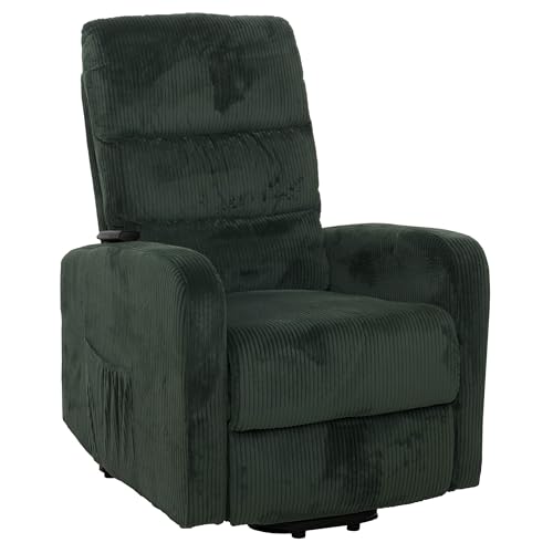 Mendler Fernsehsessel HWC-K62, Relaxsessel TV-Sessel Liege, Liegefunktion Aufstehhilfe, Metall Stoff/Textil Cord - grün