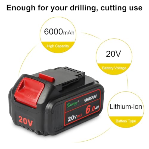 Image of waitley 4 Pack 20V 6Ah Replacement Battery Compatible with Dewalt Tool