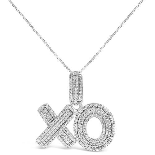 Sterling Silver 1/4 Cttw Diamond Pavé XO Pendant Necklace