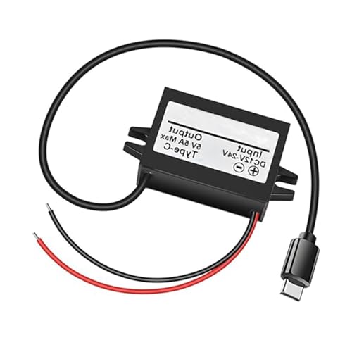Convertidor CC-CC, 12 V/24 V a USB 5 V 3 A, convertidor de potencia reductor de 15 W CC a CC módulo de fuente de alimentación con cable para coche y barco