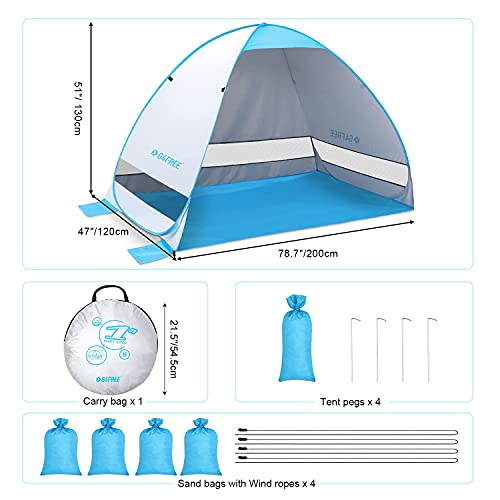 image for G4Free Large Pop up Beach Tent for 3-4 Person, UPF 50+ Automatic Sun S