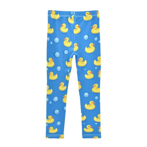 Yellow Ducks Floating Girls' Leggings Toddler Doodles Kids Yoga Pants Dance Active Tights 4T2