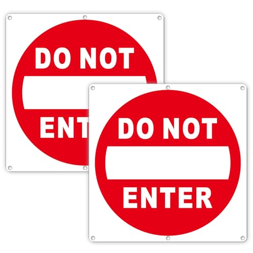 (2 Pack) Do Not Enter Sign 12x12 Inches Keep Out No Entry Signs Aluminum Reflective Do Not Enter Metal Signage Weather Resistant and Easy to Install (White and Red)