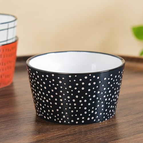 Image of Nestasia Ceramic Snack Bowl Set of 4 (400ml Each) - BPA-Free, Food Safe Bowl Set for Serving Soup, Rice, Dal, & Salad | Colourful Textured Bowls with Glossy Finish - Ideal for Gifting