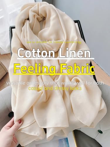 Gauze Linen Feeling Scarves Lightweight Soft Beach Shawl Wraps Casual Solid Neck Pashminas for Women3